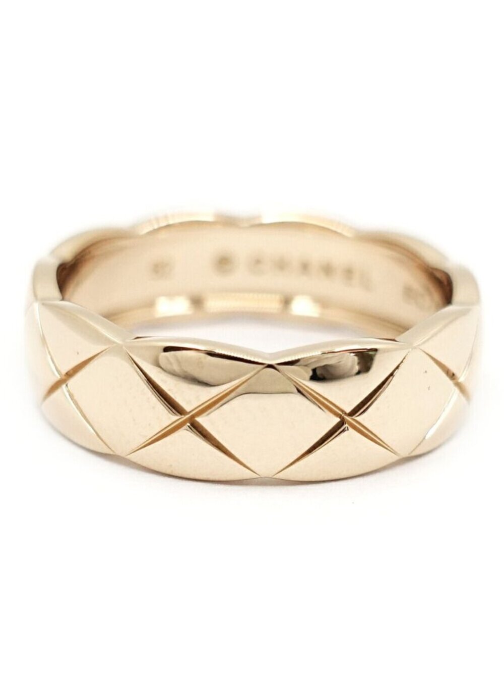 Chanel 18k Pink Gold Coco Crush Ring Medium Model Beige
